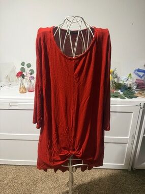 Kim & Cami Women's Red/Orange Knot-Hem Tunic